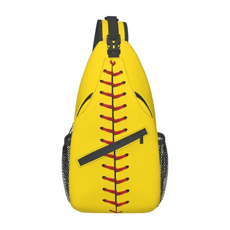 Softball Baseball Lace Sling Peito Crossbody Bag, Homens Moda Ombro Mochila para Viajar