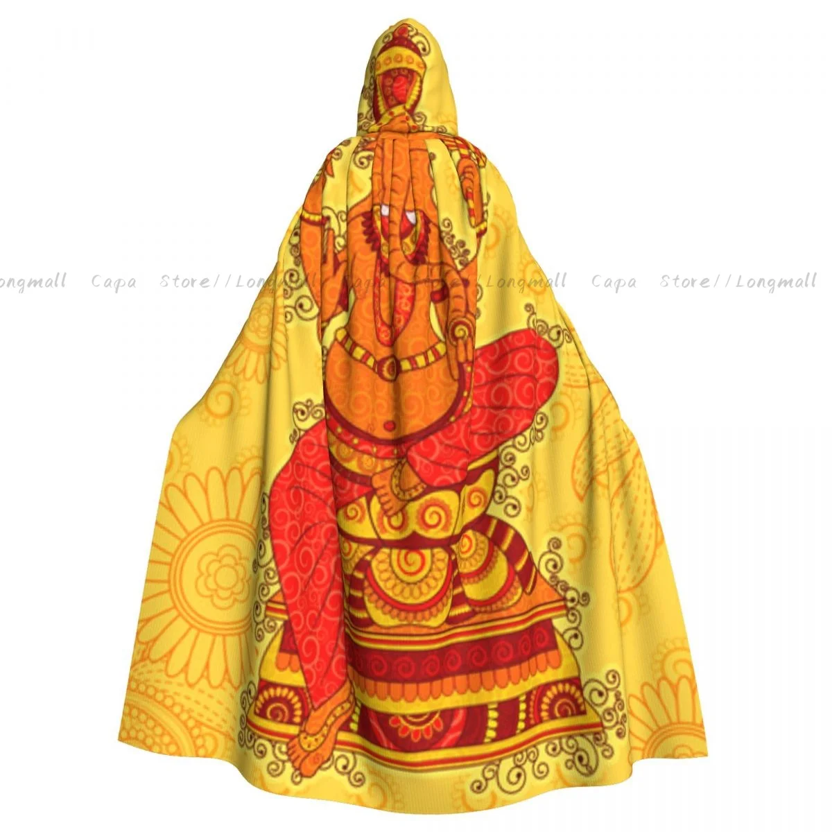 Indian Lord Ganesha Art Hooded Cloak Coat Halloween Cosplay Costume Vampire Devil Wizard Cape Gown Party