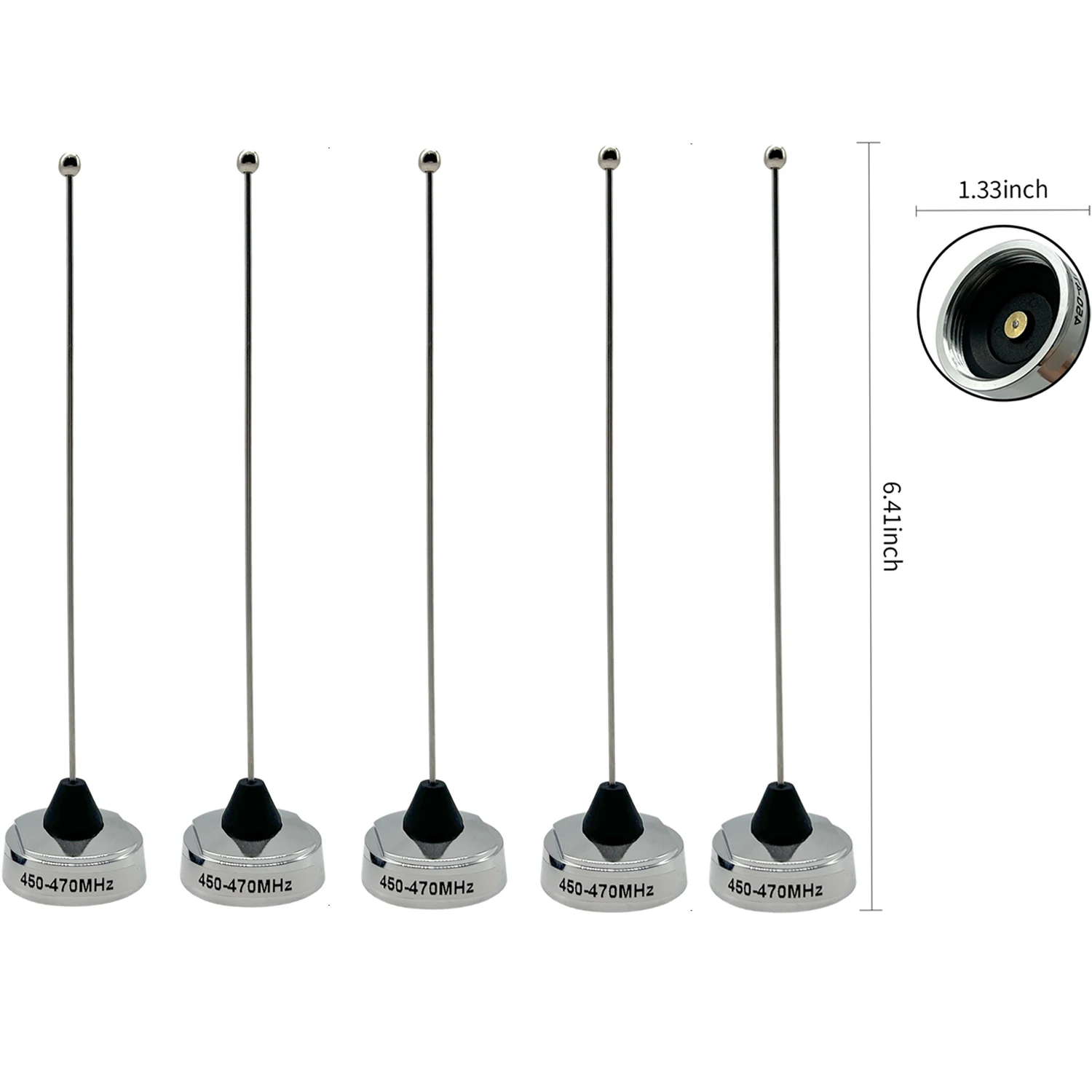 Lot5 Whip 450-470MHz 6.4Inch UHF Whip NMO Mount Antenna For Mobile In-Vehicle Car Radios