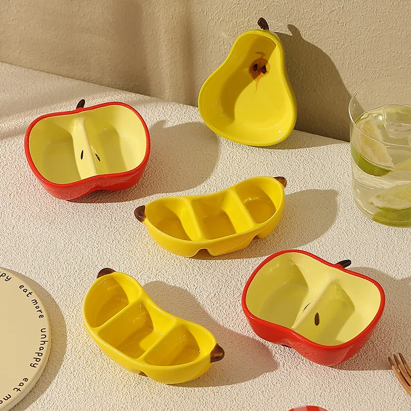 

Ceramic Dipping Dish Household Flavor Dish Fruit Shaped Dish Kitchen Dining Table Sauce Beautiful and Cute Seasoning Snack Plate