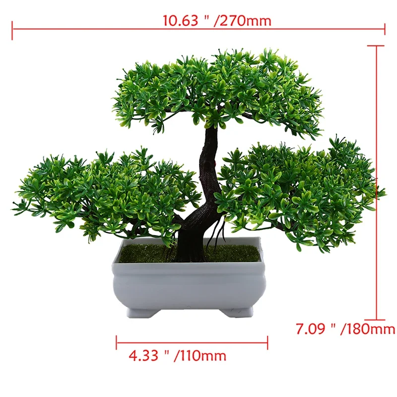 18cm Artificial Green Plants Bonsai Simulation Plastic Tree Pot Plant Potted Ornaments for Home Table Garden Office Decoration