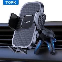 TOPK Upgraded Metal Hook Car Phone Holder Phone Holder Car Air Vent Automobile Cell Phone Mount For All Smartphones