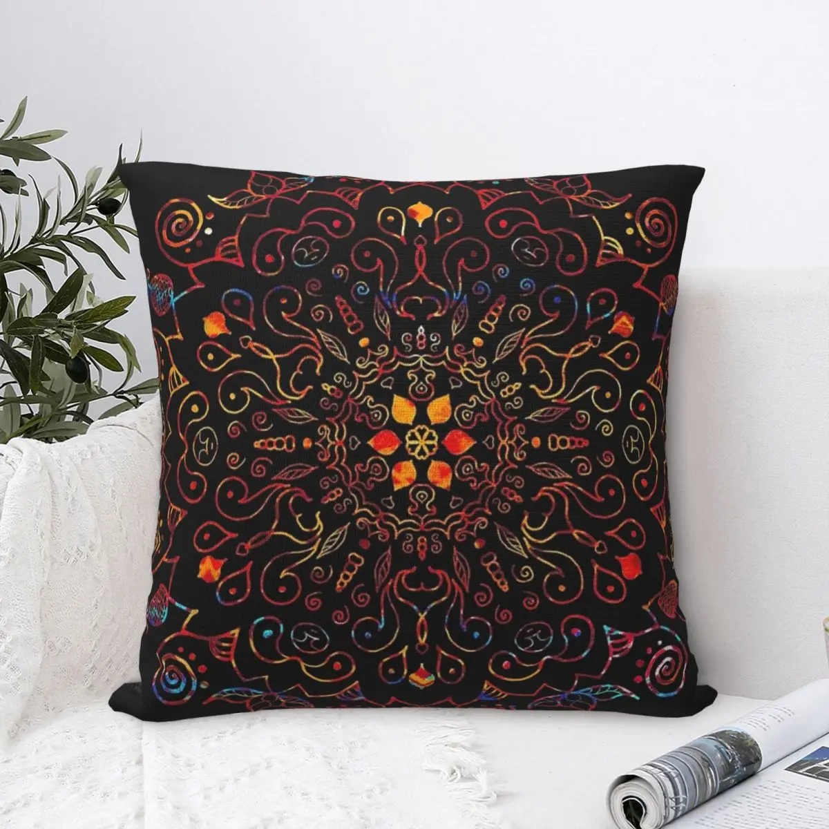 

Mandala With Black Background Pillowcase Pillows Cover Cushion Comfort Throw Pillow Decorative Cushions Used for Home Bedroom