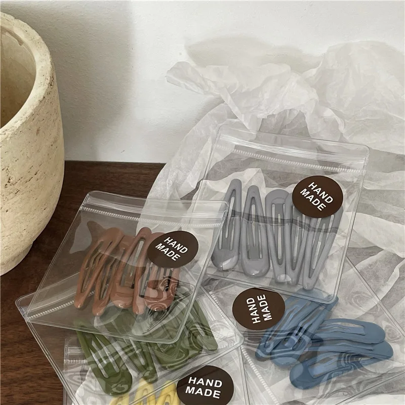 5pcs/pack Korean Solid Color Water-drop Shaped Hairpins Premium Alloy Bobby Pins Side Hair Clips Simple Barrette For Women Girls