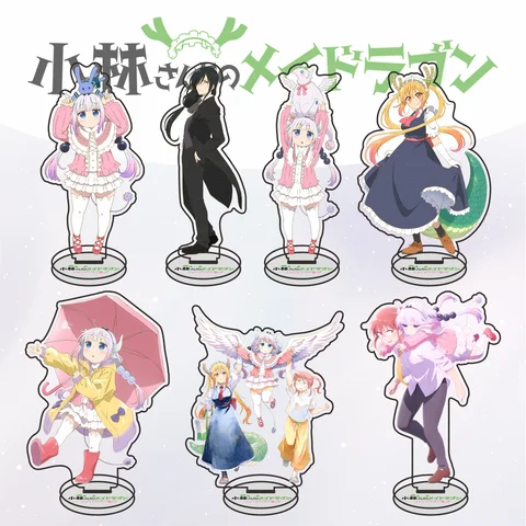 Anime Miss Kobayashis Dragon Maid Keychains Pendant Car Acrylic Figures Stand Kanna Kamui Tohru Fans Gifts cosplay Accessories