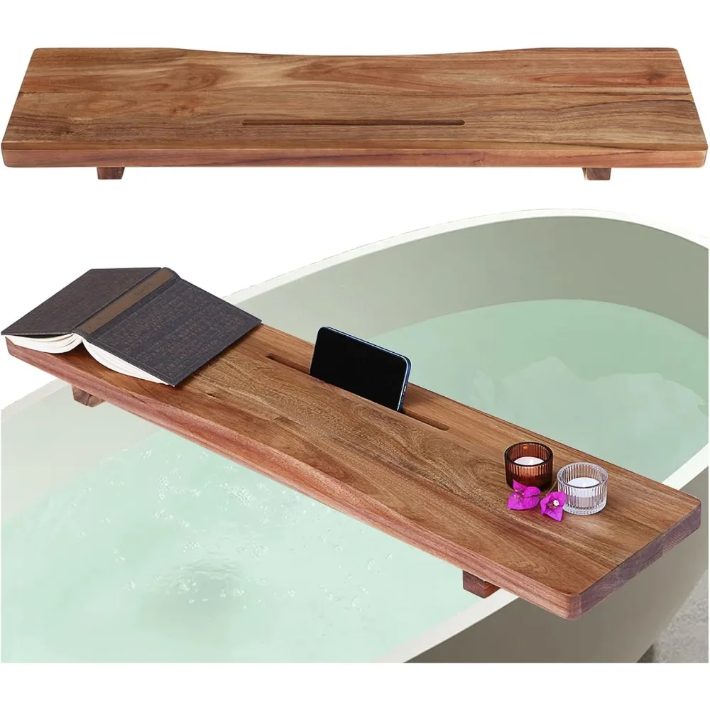 

Premium Acacia Wood Bathtub Tray Caddy with Adjustable Legs, Minimalistic Design Bath Tray for Tub, Bathtub Accessories