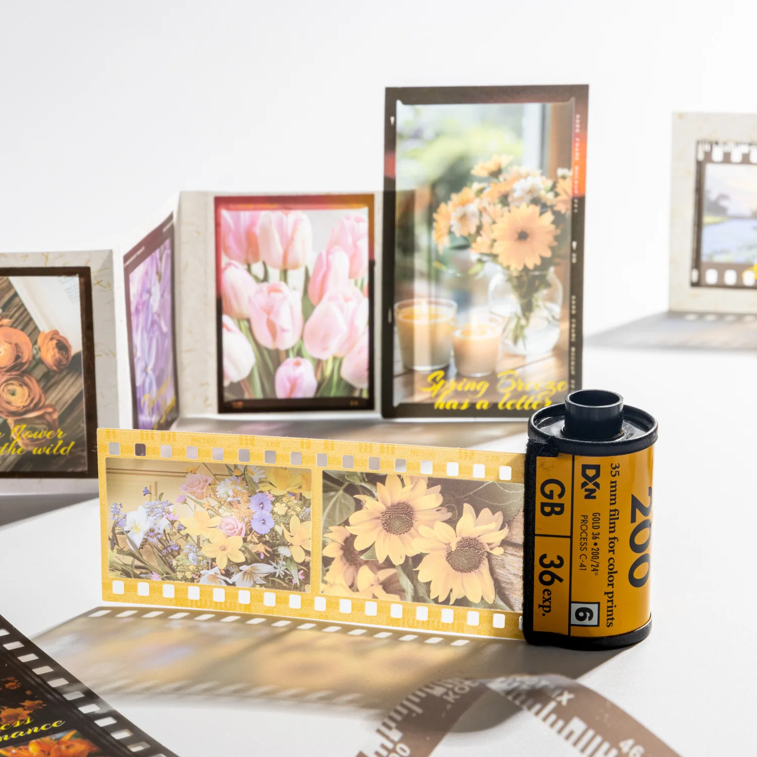 20 Flower Camera Film Sticker Decorative Filmstrip Scrapbook Sticker Photo Frame Sticker for Journaling Arts Crafts Decoration