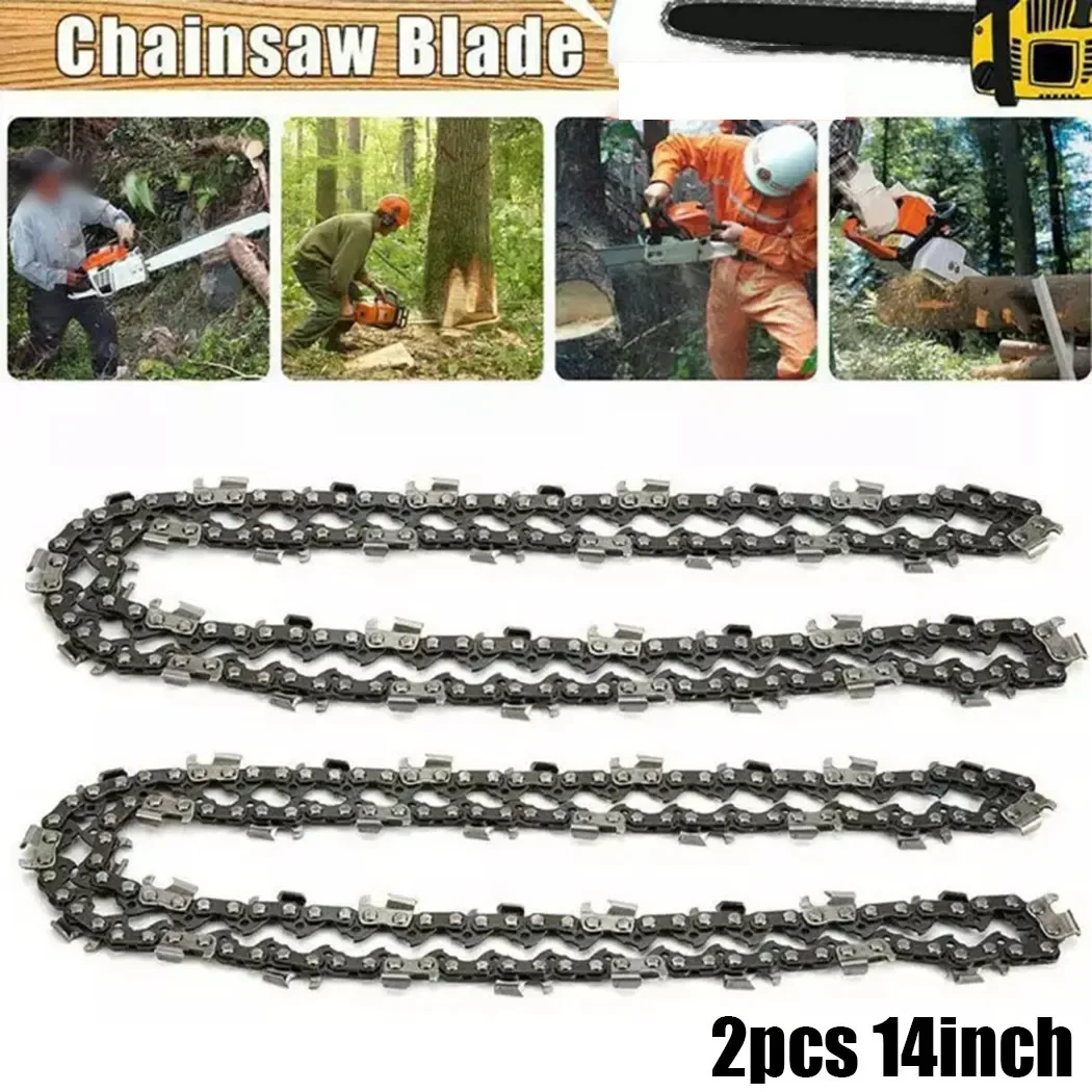 2Pcs Chain Chainsaw Chain 14inch Chains 3/8 Inch Wood Cutting Tools 1.3mm (.050) Gauge 52 Links For Bosch AKE35s