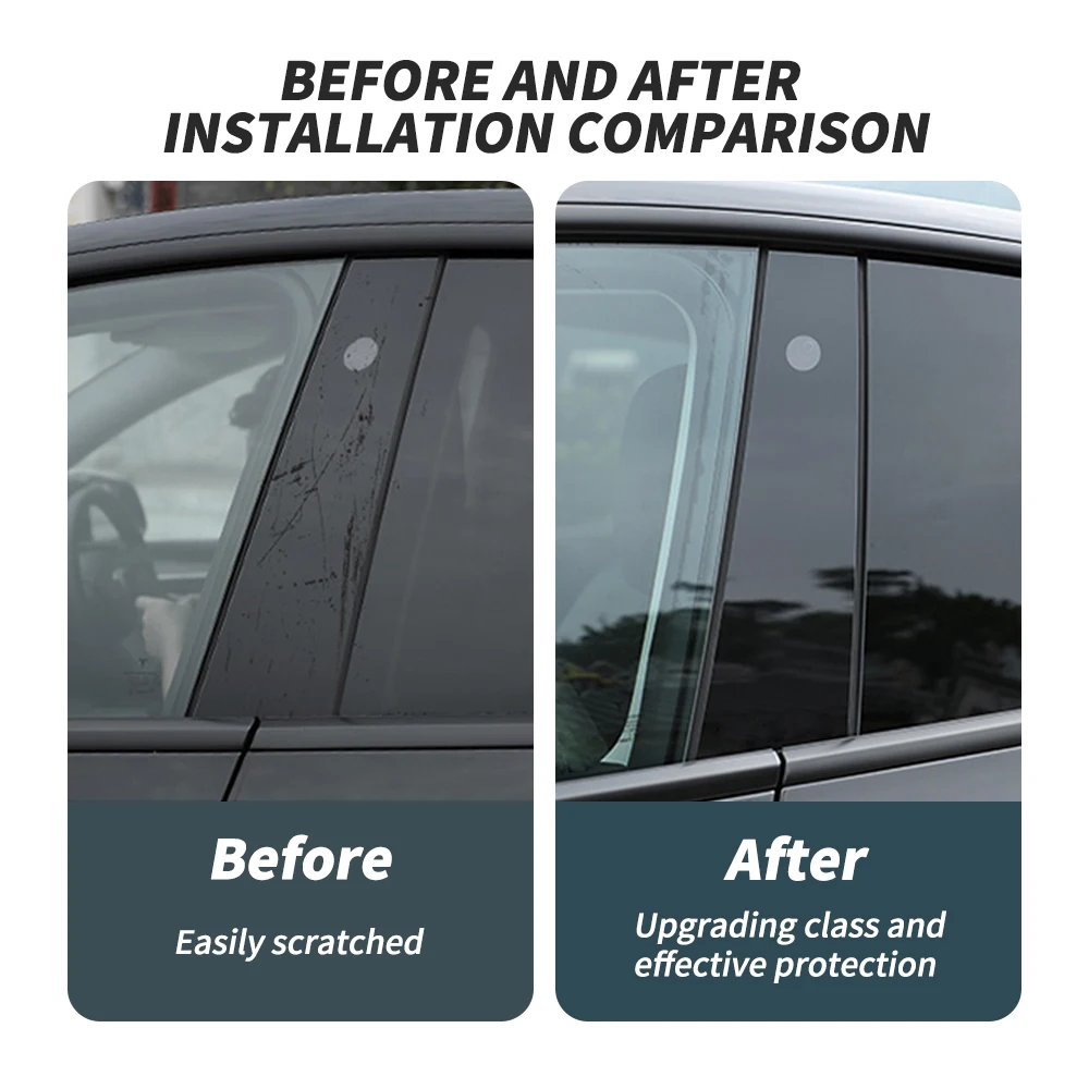 TPU Car Exterior Pillar Protective film Center Column Film For Tesla Model 3 Y 2017-2023 Car Transparent Decoration Accessories image 2