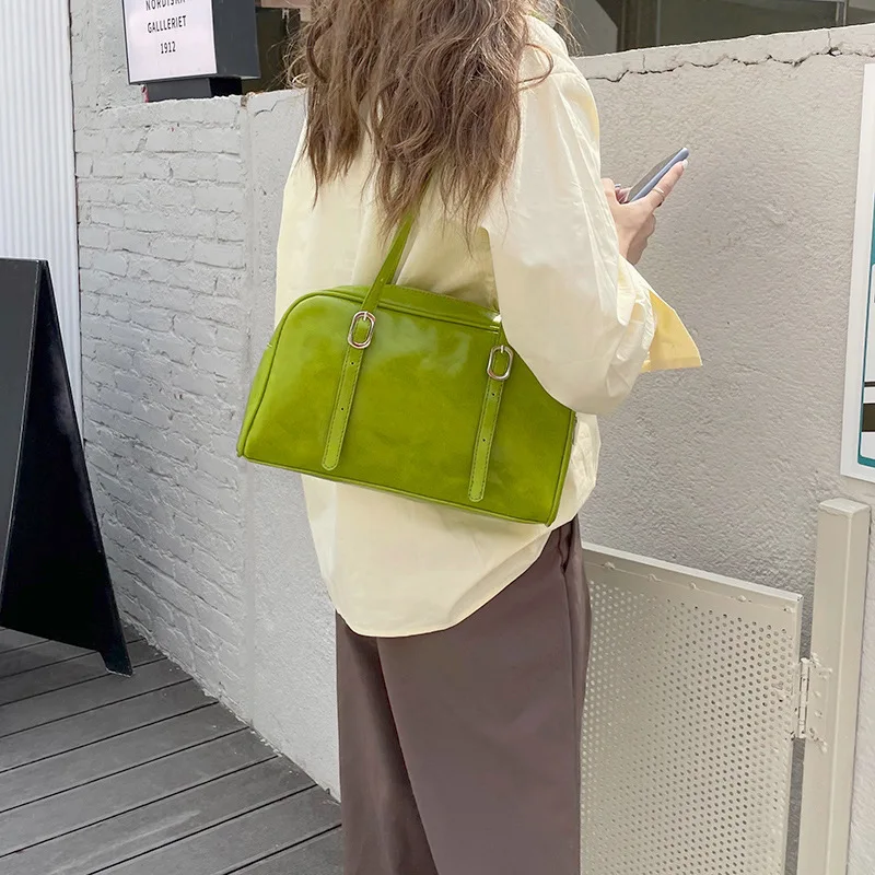 Green Commuter Shoulder Bags for Women Luxury Designer Handbags Pure Color Causal Bag Big Capacity Pillow Underarm Bag