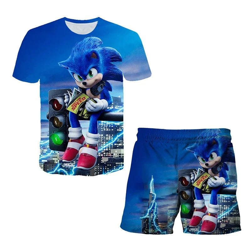 

Children New T-shirts Boys Sonic T-shirt Shorts 2 Pcs Sets Kids Boys Anime T Shirt Summer Children Baby Clothes Sets