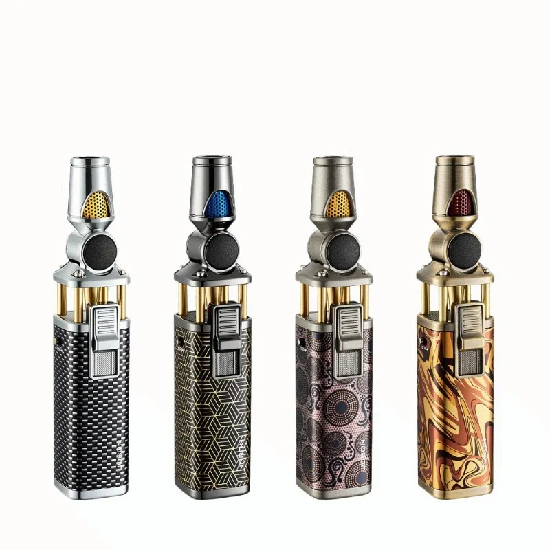 JOBON Strong Blue Flame Inflatable Lighter Multifunctional Purpose 360° Inverted Use One Key Lock Fire Gun Lighter.