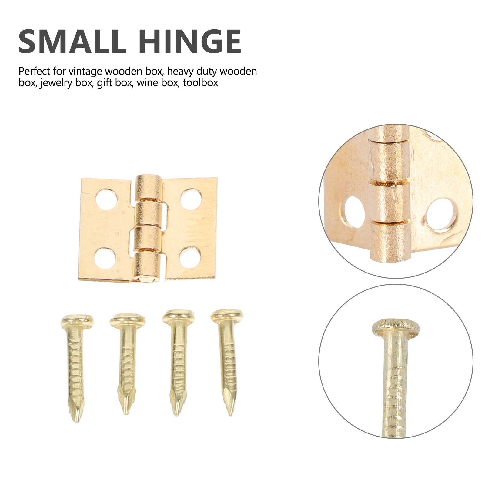 

50Pcs Golden 4 Holes Butt Hinges for Jewelry Boxes Cabinets Drawers Heavy Duty Wooden Gift Wine Box Butt Hinge