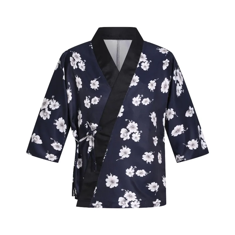 ชุดยูนิฟอร์มเชฟร้านอาหารญี่ปุ่น แขนเจ็ดส่วน ชุดเสิร์ฟซูชิแบบกิโมโน ชุดทำงานพนักงานเสิร์ฟและเชฟร้านอาหารเกาหลี