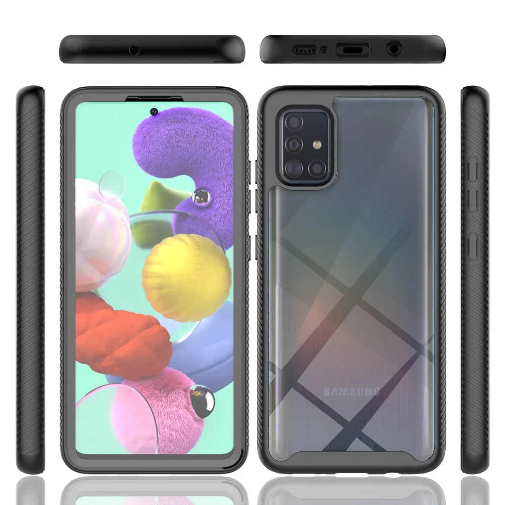Hybrid TPU/PC Case for Samsung Galaxy A51 A71 With Screen Protector 360 Degree Shockproof Clear Cover For Galaxy A21s A31