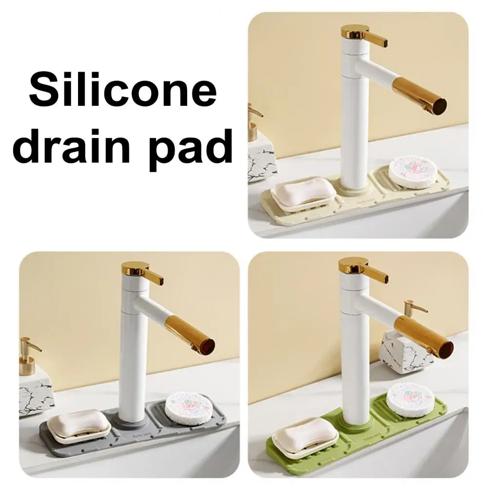 Sink Faucet Mat Silicone Faucet Pad Sink Mat Set Fast Drying Kitchen Organizer with Drain Tray Splash Guard for Bathroom Kitchen