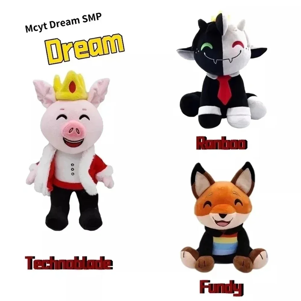 Dream Smp Ranboo Technoblade peluche Tubbo Fundy cuscino Anime Yootuz farcito peluche natale regalo per bambini Mcyt Dream Doll