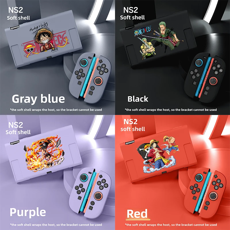 Funda de una pieza para Nintendo Switch 2, funda protectora de figura de Luffy Roronoa Zoro, funda suave de TPU para consola Joycon Switch 2
