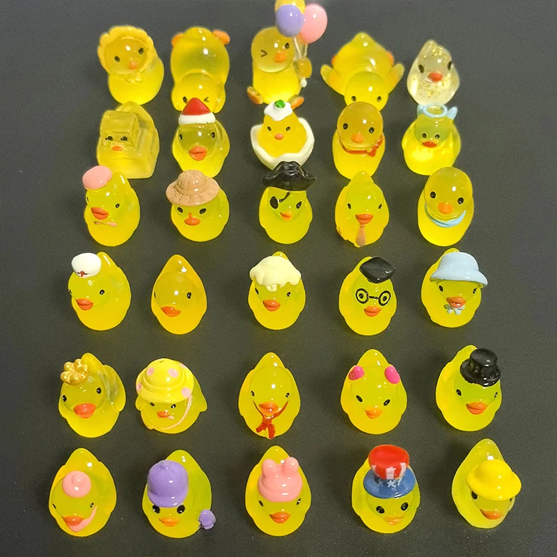 Mini Adorno de Pato Luminoso Amarillo, Figuras en Miniatura, Pato Pequeño, Micro Jardín de Hadas, Paisaje de Jardín de Hadas, Decoración de Escritorio para el Hogar
