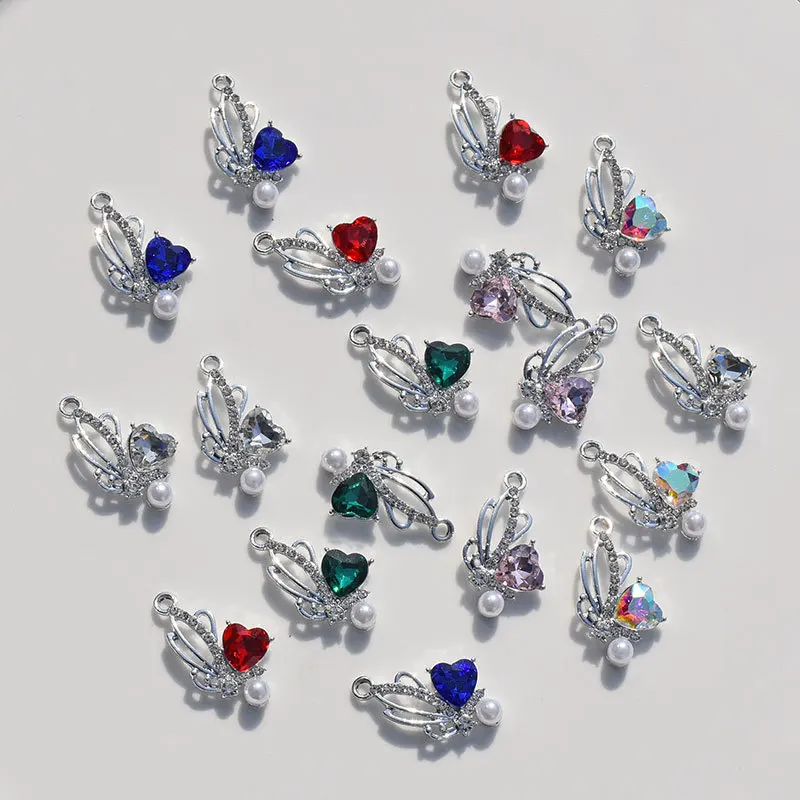 

10Pcs Crystal Pearl Butterfly Charms Alloy Pendent For Jewelry Make Diy Bracelet Necklace Earrings Handmade Accessories Supplies