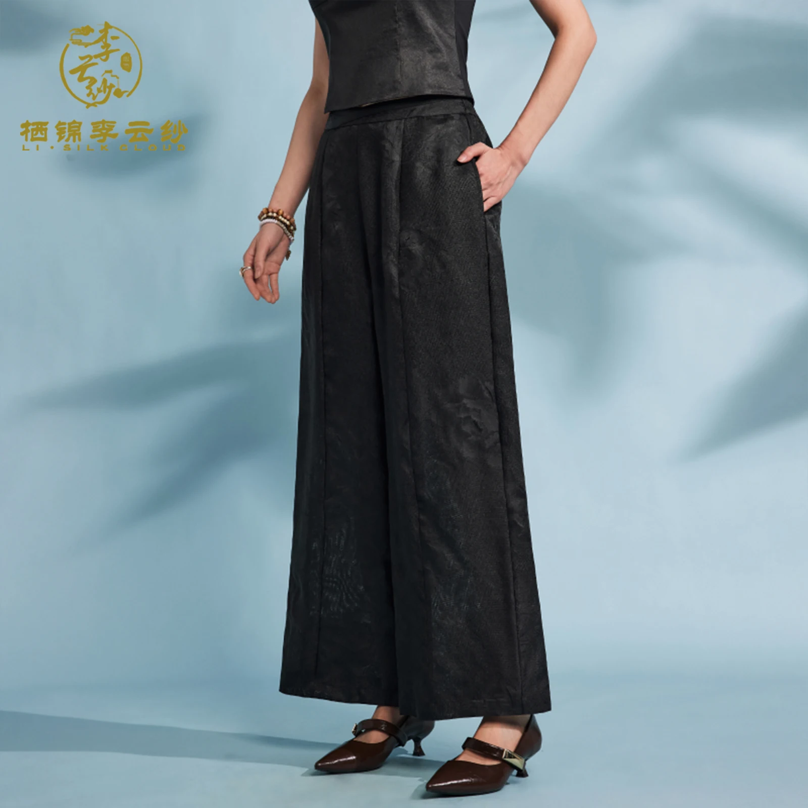 LI SILK CLOUD xiangyunsha Trousers，Relaxed Fit, Timeless Casual & Formal Wear Trousers Guangdong Black Pearl Guangdong Gauze