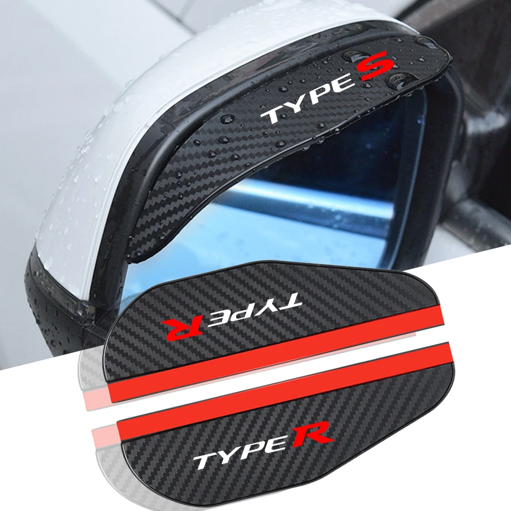 2pcs car Rearview mirror Carbon fiber Rain cover for Honda typer types civic 4d 10th gen 8th gen auto Car Accessories