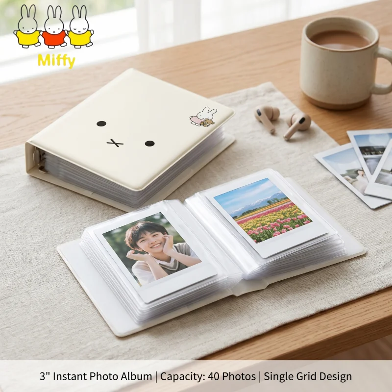 Cute Miffy 3-Inch Album Photo Business Card Holder Kawaii Clear PVC Pockets Can Accommodate 40 Sheets Idol Album Card Binder