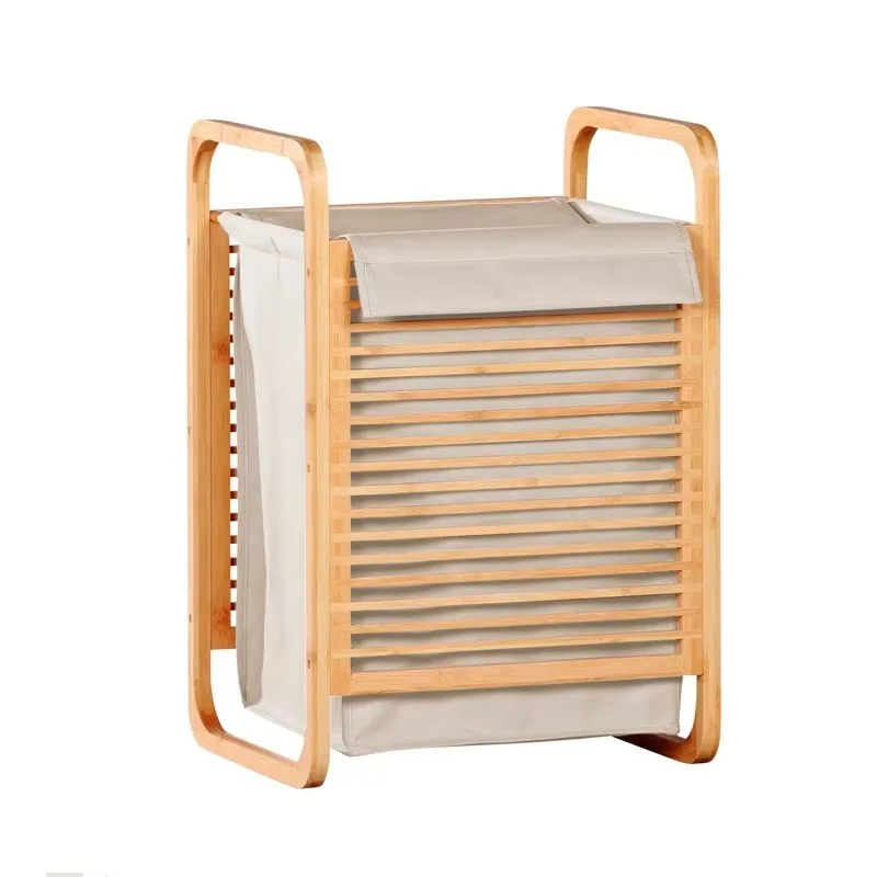 

Washing rack, laundry basket, with handle and lid, bamboo for bathroom