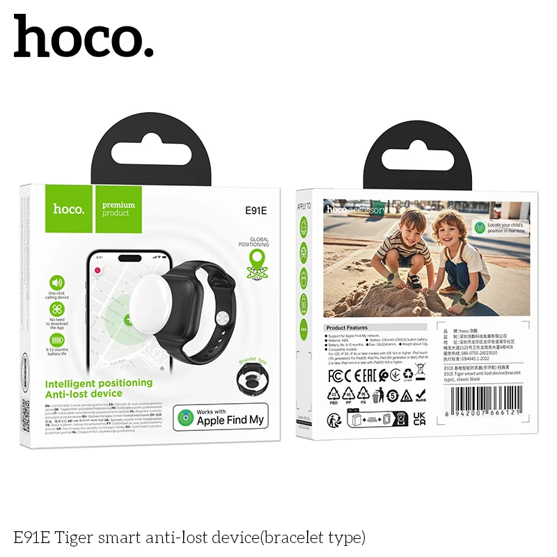 HOCO E91E Mini etiqueta de seguimiento GPS inteligente Compatible con iOS Apple Find My App recordatorio antipérdida lla