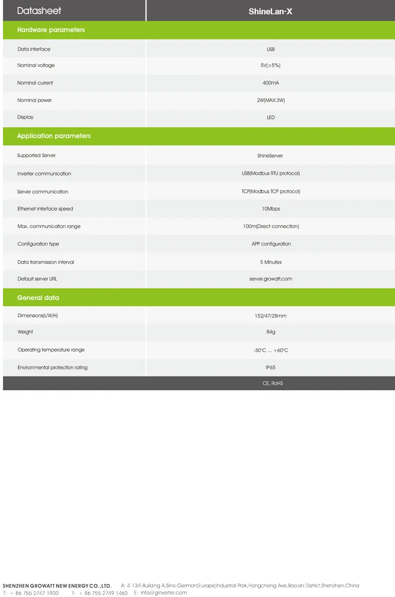 Growatt Grid-Tied Inverter Wifi  Data Collector ShineLan-X
