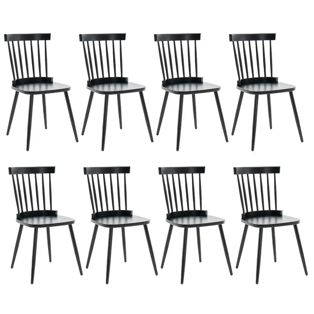 

Dining Chair Set of 8, Modern Spindle Wooden Back Kitchen Chairs, Farmhouse Dining Room Chairs with Metal Legs, French Dining C