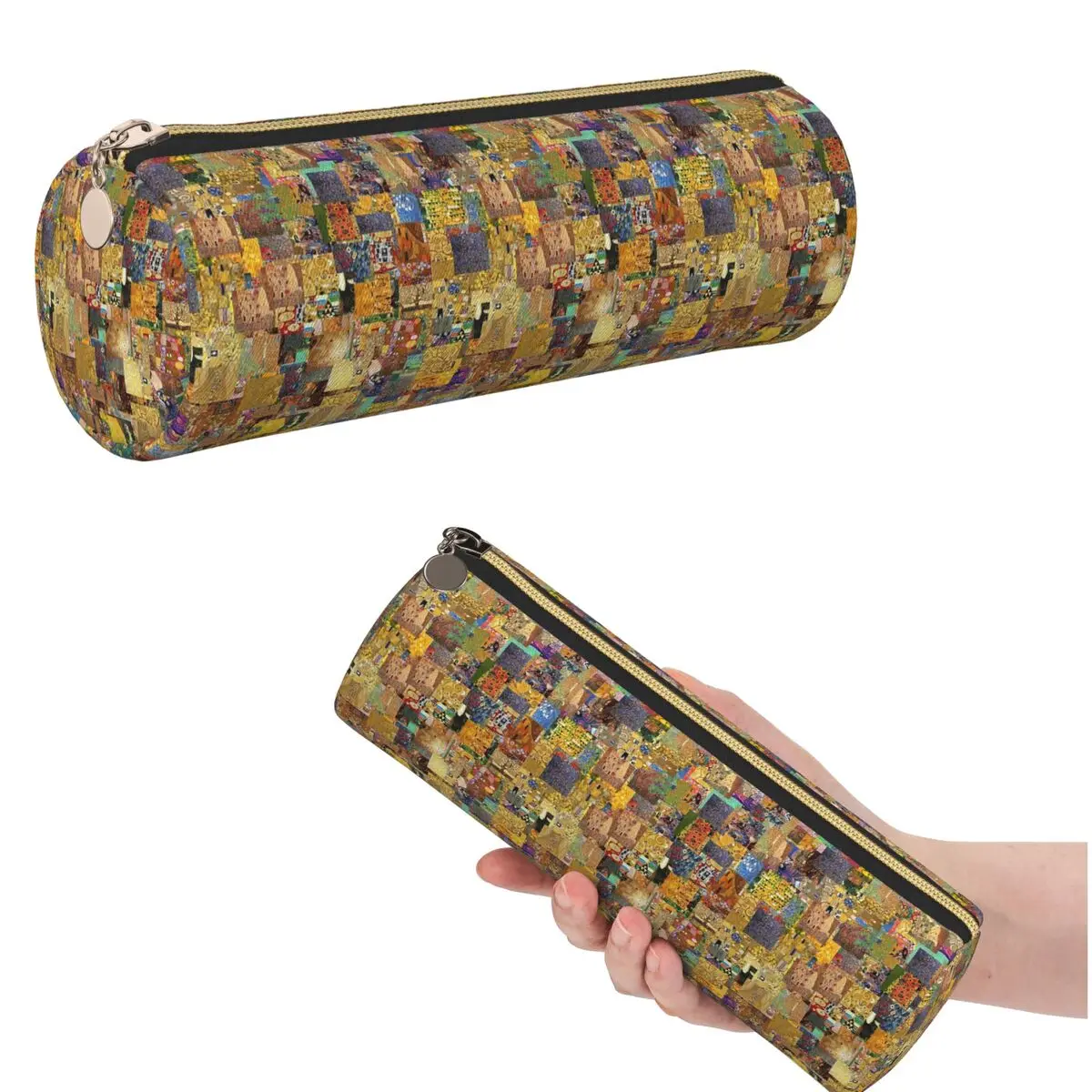 Gustav Klimt Federmäppchen für Jungen und Mädchen, zylindrische Stiftbox, Stifttasche, Stifthalter