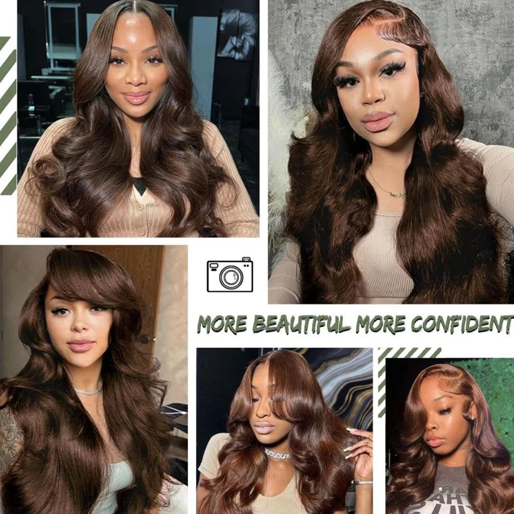 200 الكثافة باروكة من شعر طبيعي الشوكولاته البني HD الدانتيل الجبهة شعر الإنسان الجسم موجة شعر مستعار 13x6 13x4 HD الدانتيل الباروكات الأمامية للنساء السود