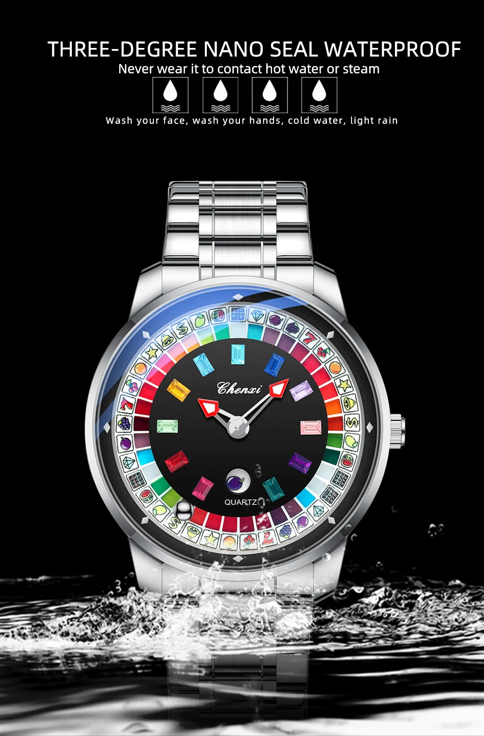 CHENXI 6362 Modische Quarzuhren für Herren, Kreatives Rotierendes Zifferblatt, Leuchtend, 30M Wasserdicht, Lässige Herren-Armbanduhr, Reloj Hombre – Detail 10