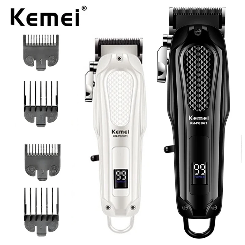 Kemei Professional Barber Hair Clippers Rechargeable Cordless Hair Trimmer Electric Haircut Kit Men Fade Hair Cutting Machine