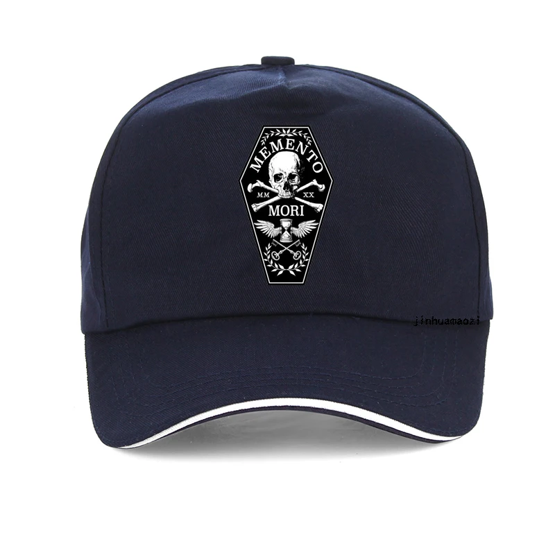 Memento Mori hat 100% Pure Cotton Memento Mori Remember Death Roman Numerals Skull And Bones Skull Coffin Cool Baseball cap