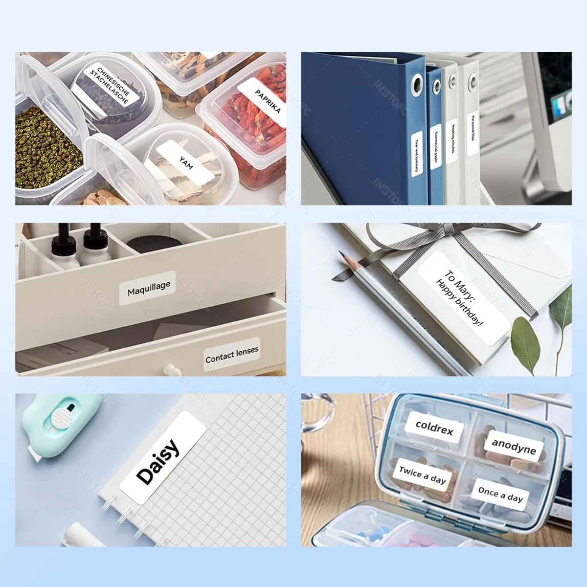 เครื่องพิมพ์ฉลากความร้อนบลูทูธขนาดพกพา Marklife P12 หรือสติกเกอร์ฉลากกาวสีขาว 1 ม้วน รองรับงาน DIY สำหรับบ้าน ครัว โรงเรียน