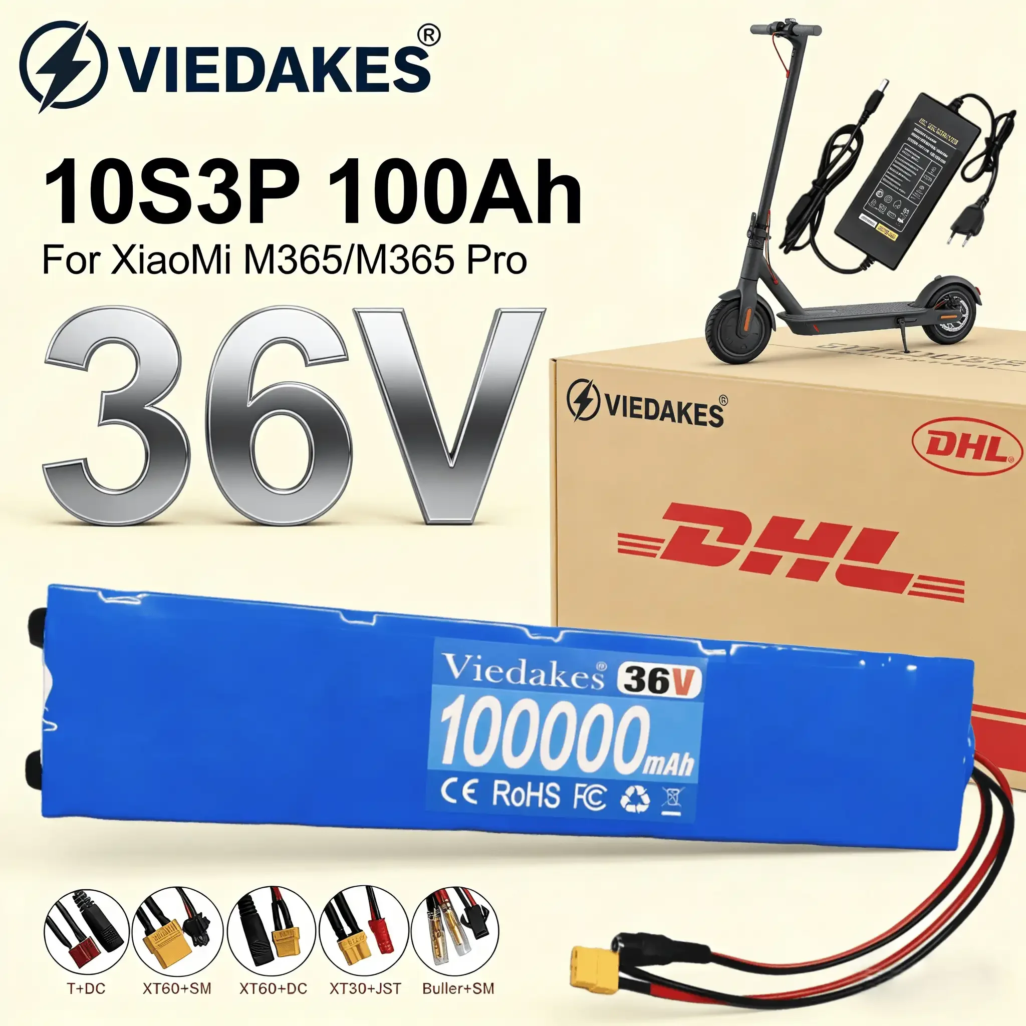 

⚡️36V 10Ah 10S3P Li-ion Battery with Bracket for Xiaomi M365 Pro, Replacement Battery Pack with BMS Protection