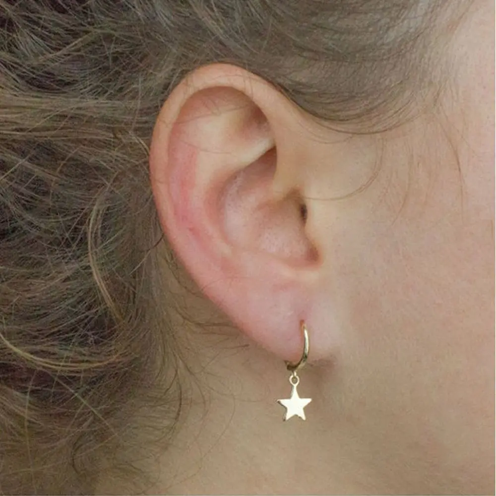 Fashion Bohemian Gold Color Small Star Moon Drop Earring Mascot Ornaments For Women Accessories Wholesale Round Hoop Earrings