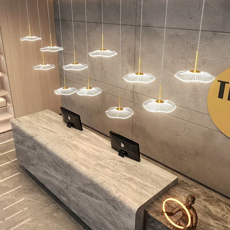 Modern Creative LED Restaurant Chandelier Lotus Leaf Spotlight Hotel Company Front Desk Dining Table