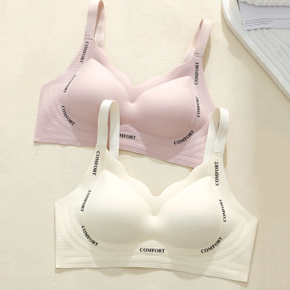 영어 레터 무선 딥 V 브라 밀착형 충격 방지 푸쉬업 속옷 란제리 처짐 방지 심리스 브라 러닝