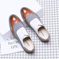 New 2025 Men Retro brogue lace-up black white oxford shoes Male Dress Wedding prom Homecoming Shoe Sapato Social Masculino
