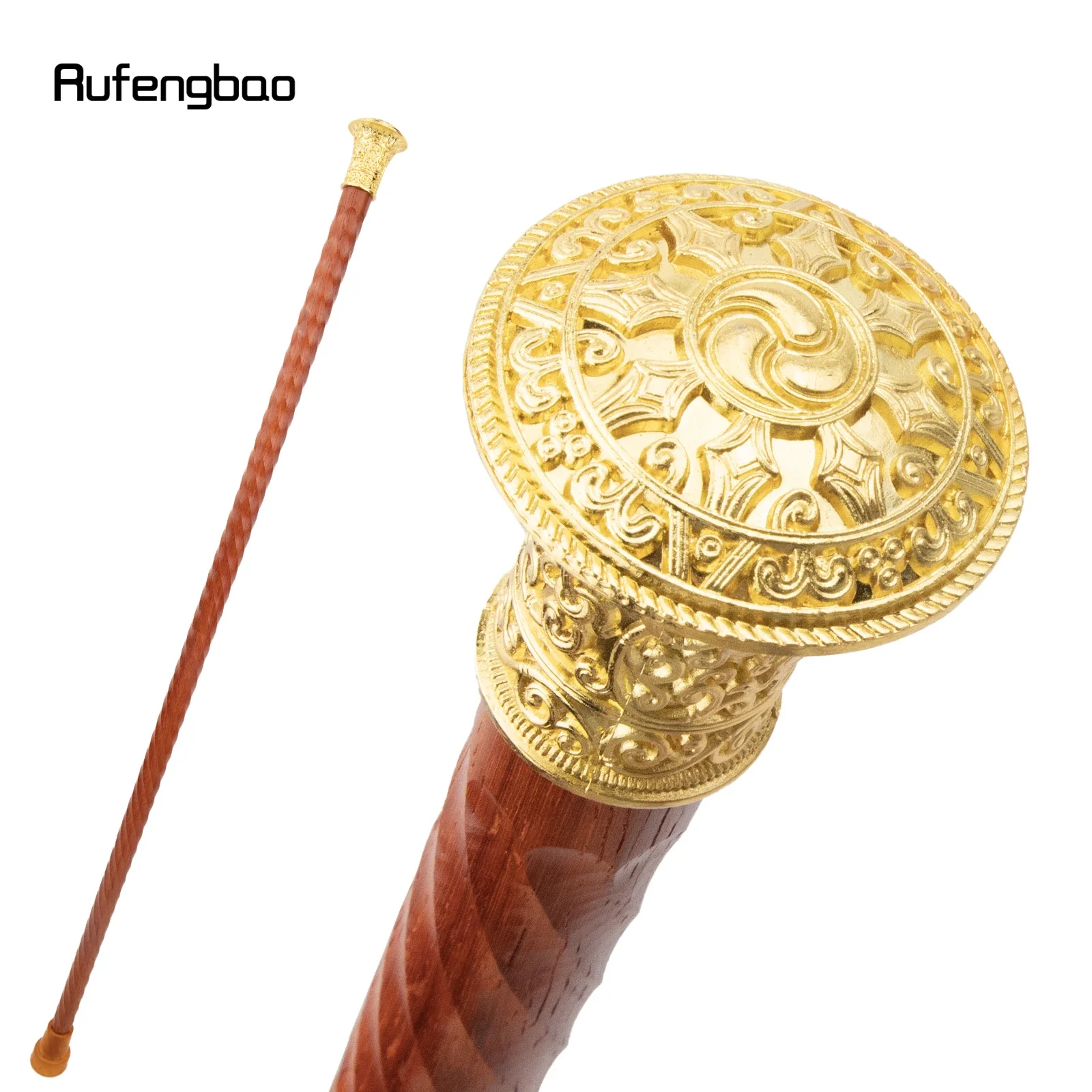 

Golden Red Round Wooden Traditional Stick Decorative Cospaly Party Wood Cane Mace Wand Crosier 96cm Performance Stage Cane