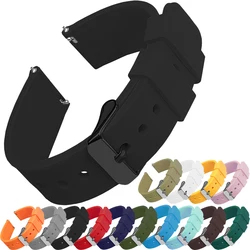 Bracelet de montre en Silicone souple, plusieurs couleurs, pour Samsung Galaxy, Garmin Huawei, 14/16/18/19/20/21/22/24mm