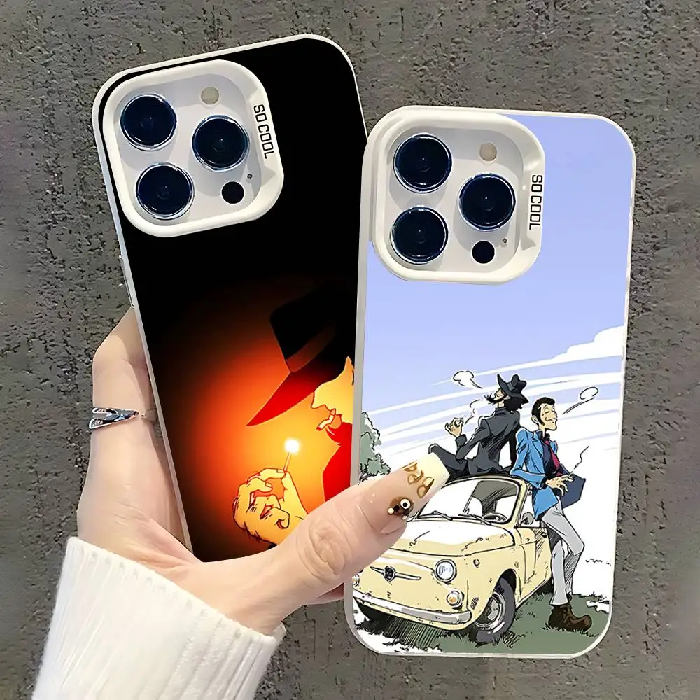 

Anime L-Lupin The Third Phone Case For iPhone 17,16,15,14,13,12,11,Pro,XS,Max,Plus,Mini,SE White Candy Matte Shockproof Cover