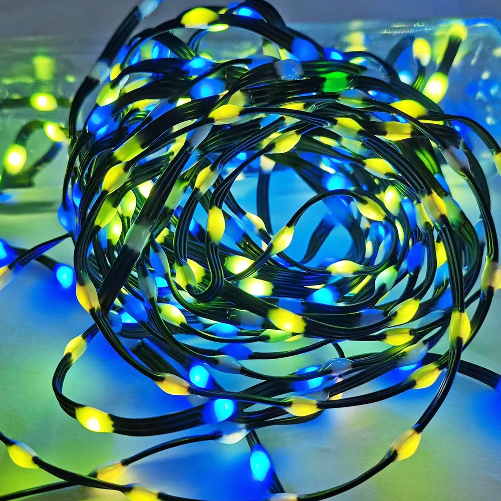 DC12V 8000LEDs SK6812/WS2811 2cm 3cm 5cm spacing Smart Fairy String Lights RGBIC addressable full color Black transparent wire