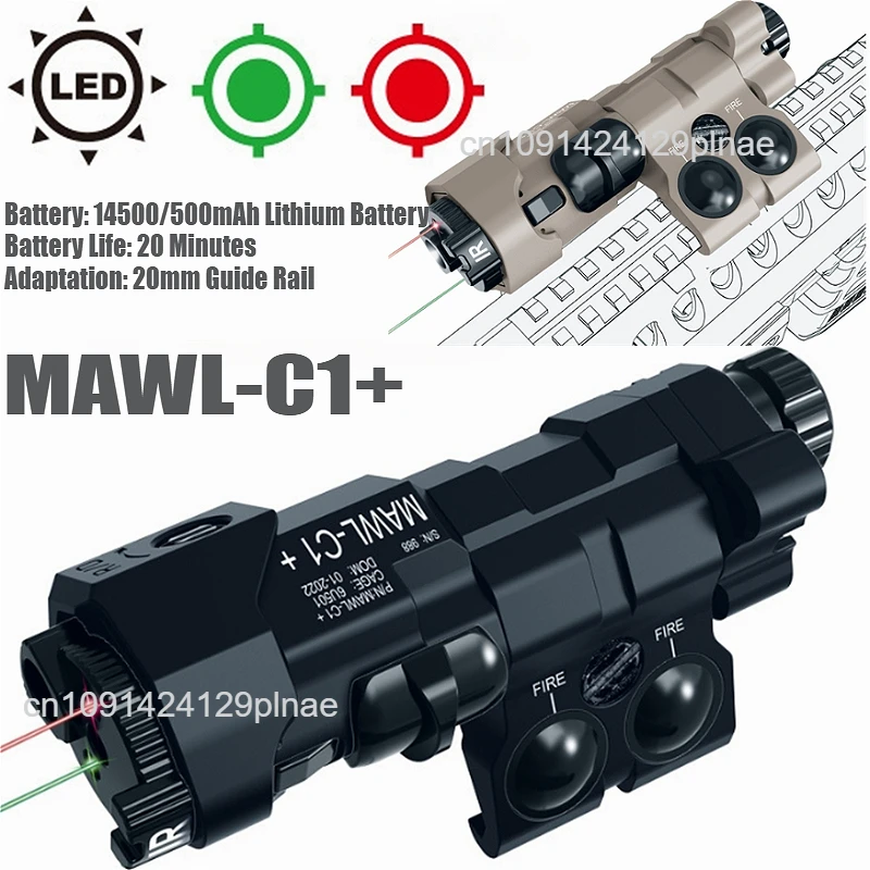 20mm Tactical MAWL-C1 Red Green Blue Dot Laser IR Fill Light MAWL Full-Function Nylon Version LED Hunting Weapon Flashlight