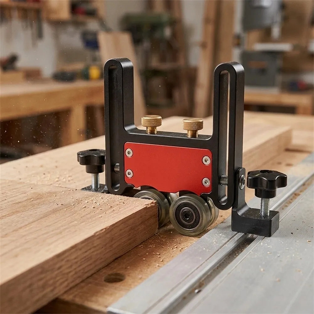 Bearing Roller Featherboard for Table Saw with Aluminum Body and Polyurethane Wheels for T Slot 3/4x3/8in or 3/8x1/4in