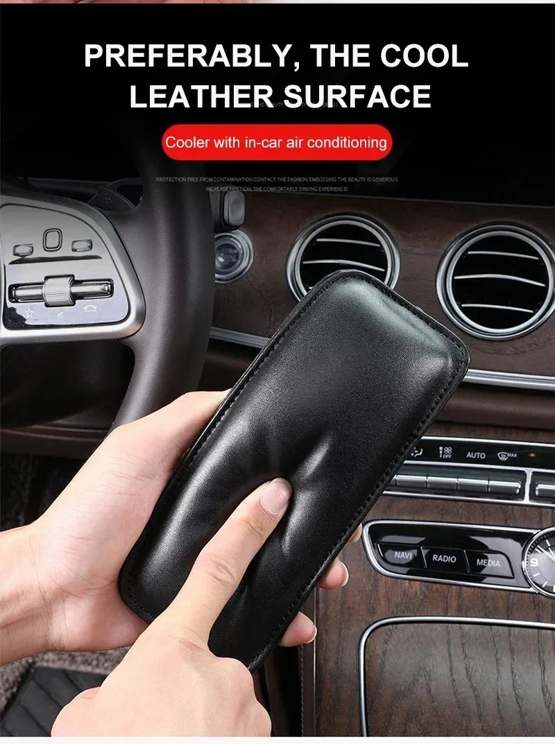 

Leather Knee Pad for Car Interior Pillow Comfortable Elastic Cushion Memory Foam Universal Thigh Support Accessories 18X8cm