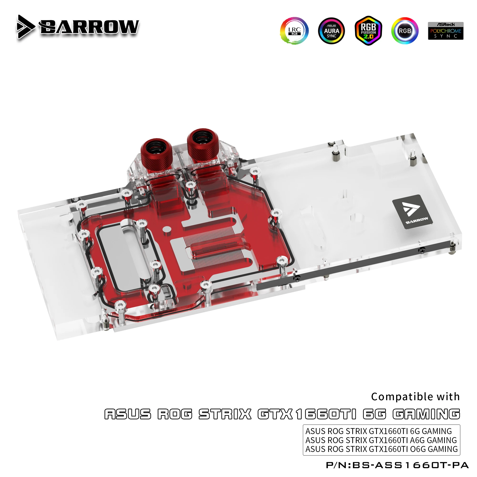 

Barrow BS-ASS1660T-PA, полноэкранная графическая карта, блоки водяного охлаждения, для Asus Rog Strix GTX1660Ti 6G / A6G / O6G Gaming